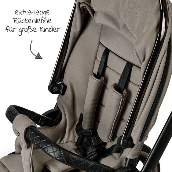 Moon 2in1 Kombi-Kinderwagen Resea S Edition + mit Lufträder, Babywanne, Sportsitz & Teleskopschieber - bis 22 kg - Mud Black Chrome