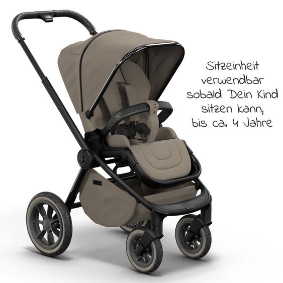 Moon 2in1 Kombi-Kinderwagen Resea S Edition + mit Lufträder, Babywanne, Sportsitz & Teleskopschieber - bis 22 kg - Mud Black Chrome