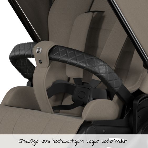 Moon 2in1 Kombi-Kinderwagen Resea S Edition + mit Lufträder, Babywanne, Sportsitz & Teleskopschieber - bis 22 kg - Mud Black Chrome