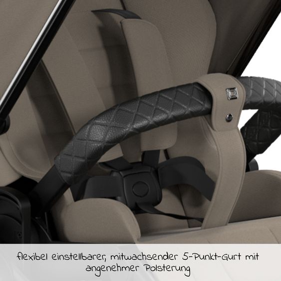 Moon 2in1 Kombi-Kinderwagen Resea S Edition + mit Lufträder, Babywanne, Sportsitz & Teleskopschieber - bis 22 kg - Mud Black Chrome