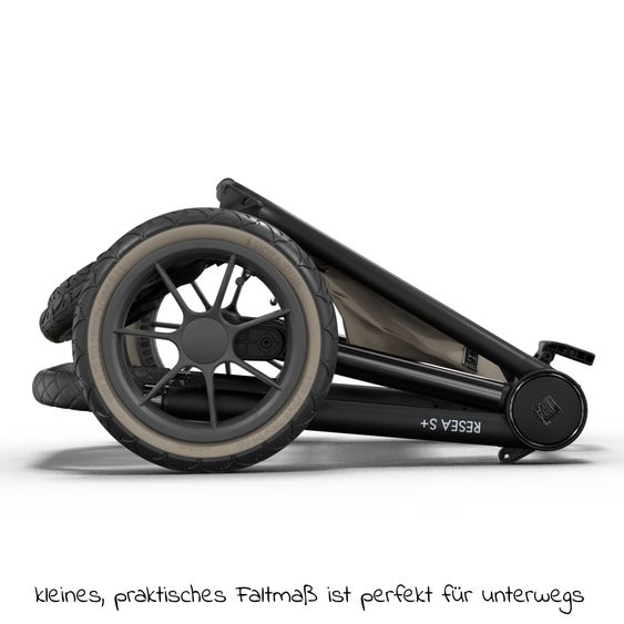 Moon 2in1 Kombi-Kinderwagen Resea S Edition + mit Lufträder, Babywanne, Sportsitz & Teleskopschieber - bis 22 kg - Mud Black Chrome