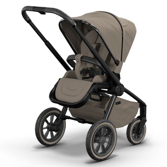 Moon 2in1 Kombi-Kinderwagen Resea S Edition + mit Lufträder, Babywanne, Sportsitz & Teleskopschieber - bis 22 kg - Mud Black Chrome