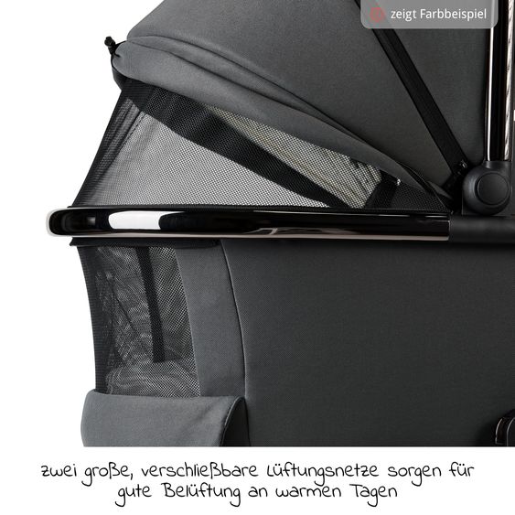 Moon 2in1 Kombi-Kinderwagen Resea S Edition + mit Lufträder, Babywanne, Sportsitz & Teleskopschieber - bis 22 kg - Navy Silver Chrome