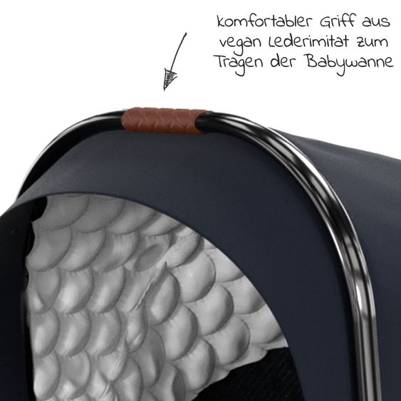 Moon 2in1 Kombi-Kinderwagen Resea S Edition + mit Lufträder, Babywanne, Sportsitz & Teleskopschieber - bis 22 kg - Navy Silver Chrome