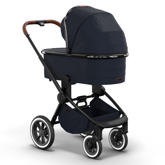 Moon 2in1 Kombi-Kinderwagen Resea S Edition + mit Lufträder, Babywanne, Sportsitz & Teleskopschieber - bis 22 kg - Navy Silver Chrome
