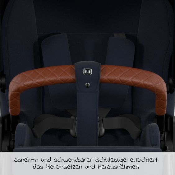 Moon 2in1 Kombi-Kinderwagen Resea S Edition + mit Lufträder, Babywanne, Sportsitz & Teleskopschieber - bis 22 kg - Navy Silver Chrome