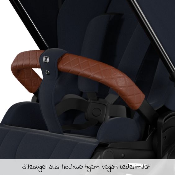 Moon 2in1 Kombi-Kinderwagen Resea S Edition + mit Lufträder, Babywanne, Sportsitz & Teleskopschieber - bis 22 kg - Navy Silver Chrome