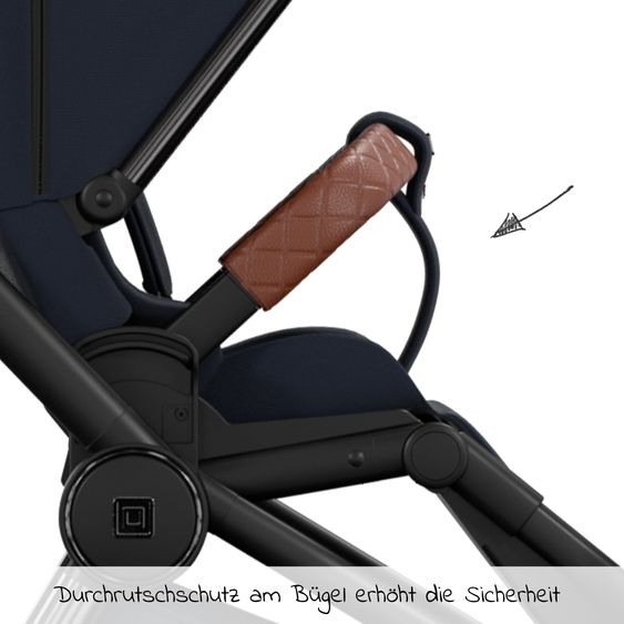 Moon 2in1 Kombi-Kinderwagen Resea S Edition + mit Lufträder, Babywanne, Sportsitz & Teleskopschieber - bis 22 kg - Navy Silver Chrome
