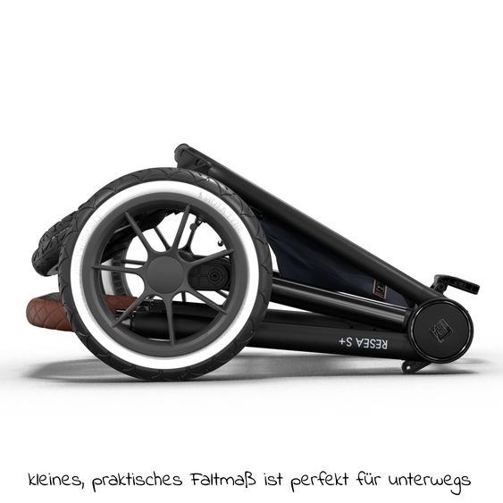Moon 2in1 Kombi-Kinderwagen Resea S Edition + mit Lufträder, Babywanne, Sportsitz & Teleskopschieber - bis 22 kg - Navy Silver Chrome