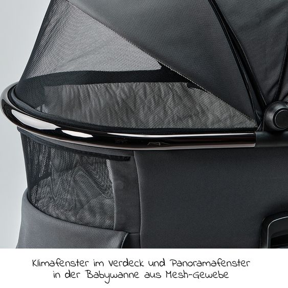 Moon 2in1 Combi Stroller Resea S Edition with Sport Seat, Carrycot & Mattress, Air Wheels - up to 22 kg - Anthracite Black Chrome