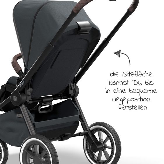 Moon 2in1 Combi Stroller Resea S Edition with Sport Seat, Carrycot & Mattress, Air Wheels - up to 22 kg - Anthracite Black Chrome