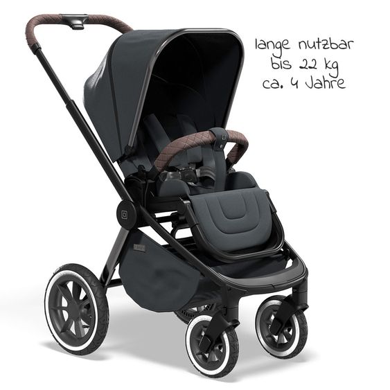 Moon 2in1 Combi Stroller Resea S Edition with Sport Seat, Carrycot & Mattress, Air Wheels - up to 22 kg - Anthracite Black Chrome