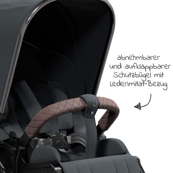 Moon 2in1 Combi Stroller Resea S Edition with Sport Seat, Carrycot & Mattress, Air Wheels - up to 22 kg - Anthracite Black Chrome