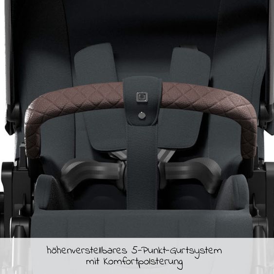 Moon 2in1 Combi Stroller Resea S Edition with Sport Seat, Carrycot & Mattress, Air Wheels - up to 22 kg - Anthracite Black Chrome