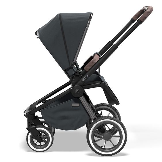 Moon 2in1 Combi Stroller Resea S Edition with Sport Seat, Carrycot & Mattress, Air Wheels - up to 22 kg - Anthracite Black Chrome