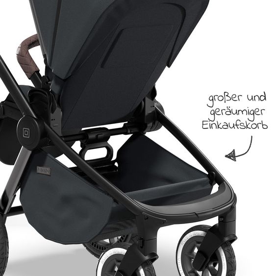 Moon 2in1 Combi Stroller Resea S Edition with Sport Seat, Carrycot & Mattress, Air Wheels - up to 22 kg - Anthracite Black Chrome