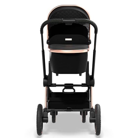 Moon 2in1 Kombi-Kinderwagen Resea S Edition mit Sportsitz, Babywanne & Matratze, Lufträder - bis 22 kg - Black Rose Gold