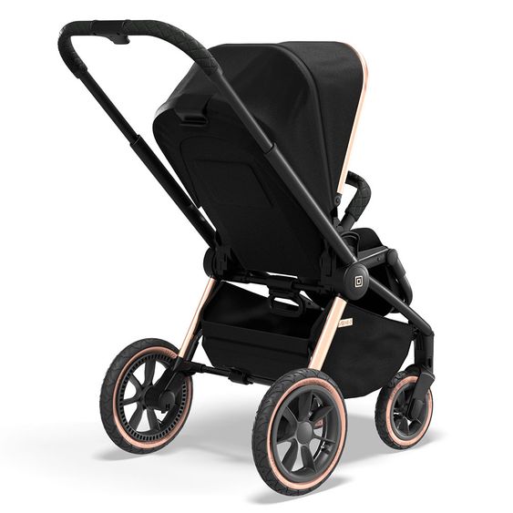 Moon 2in1 Kombi-Kinderwagen Resea S Edition mit Sportsitz, Babywanne & Matratze, Lufträder - bis 22 kg - Black Rose Gold