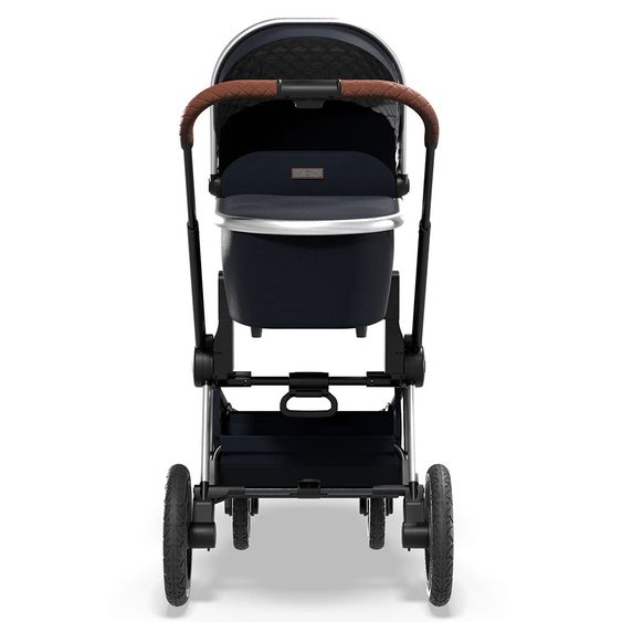 Moon 2in1 Kombi-Kinderwagen Resea S Edition mit Sportsitz, Babywanne & Matratze, Lufträder - bis 22 kg - Navy Silver Polish