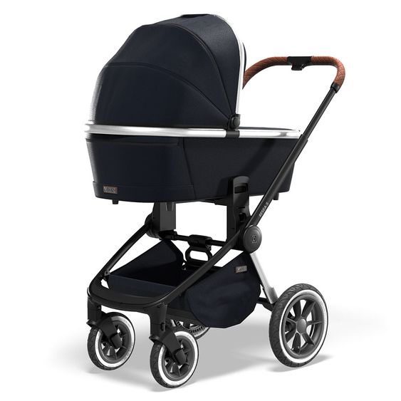 Moon 2in1 Kombi-Kinderwagen Resea S Edition mit Sportsitz, Babywanne & Matratze, Lufträder - bis 22 kg - Navy Silver Polish