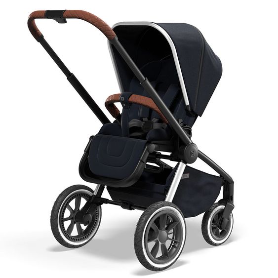 Moon 2in1 Kombi-Kinderwagen Resea S Edition mit Sportsitz, Babywanne & Matratze, Lufträder - bis 22 kg - Navy Silver Polish