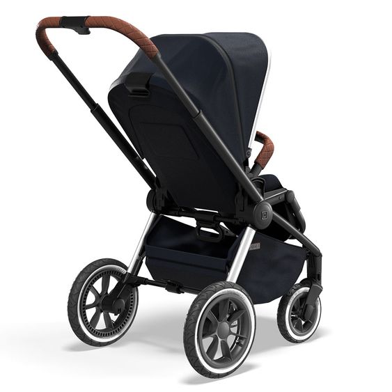 Moon 2in1 Kombi-Kinderwagen Resea S Edition mit Sportsitz, Babywanne & Matratze, Lufträder - bis 22 kg - Navy Silver Polish