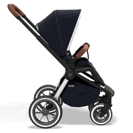 Moon 2in1 Kombi-Kinderwagen Resea S Edition mit Sportsitz, Babywanne & Matratze, Lufträder - bis 22 kg - Navy Silver Polish