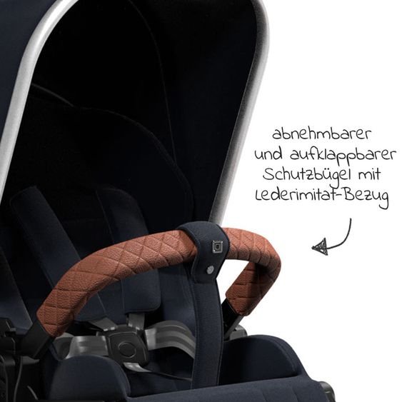 Moon 2in1 Kombi-Kinderwagen Resea S Edition mit Sportsitz, Babywanne & Matratze, Lufträder - bis 22 kg - Navy Silver Polish