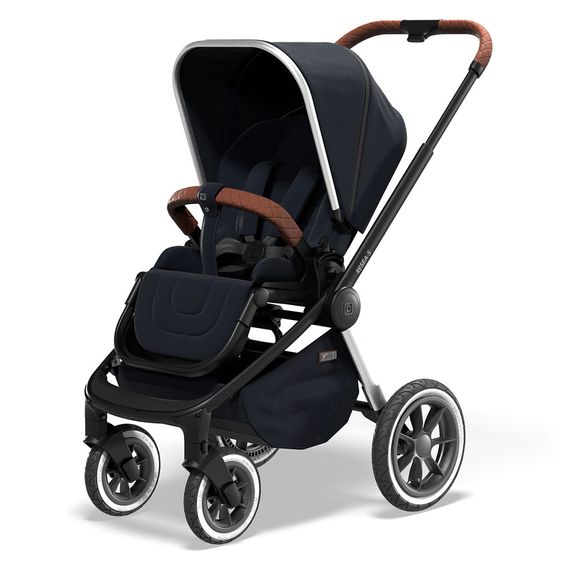 Moon 2in1 Kombi-Kinderwagen Resea S Edition mit Sportsitz, Babywanne & Matratze, Lufträder - bis 22 kg - Navy Silver Polish