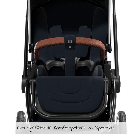 Moon 2in1 Kombi-Kinderwagen Resea S Edition mit Sportsitz, Babywanne & Matratze, Lufträder - bis 22 kg - Navy Silver Polish