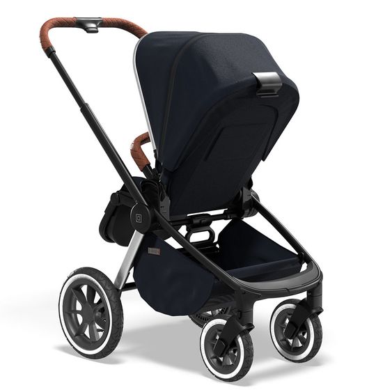 Moon 2in1 Kombi-Kinderwagen Resea S Edition mit Sportsitz, Babywanne & Matratze, Lufträder - bis 22 kg - Navy Silver Polish