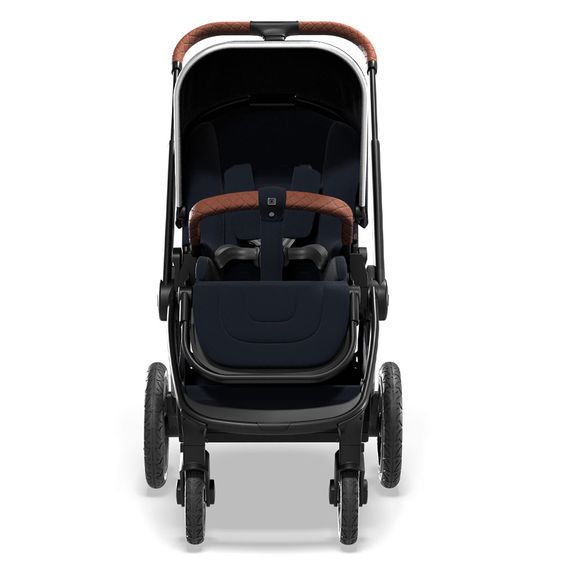 Moon 2in1 Kombi-Kinderwagen Resea S Edition mit Sportsitz, Babywanne & Matratze, Lufträder - bis 22 kg - Navy Silver Polish