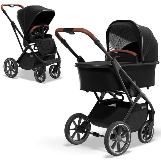 Moon 2in1 Kombi-Kinderwagen Rocca Basic mit Sportsitz, Babywanne - bis 22 kg - Black