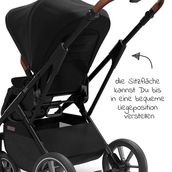 Moon 2in1 Kombi-Kinderwagen Rocca Basic mit Sportsitz, Babywanne - bis 22 kg - Black