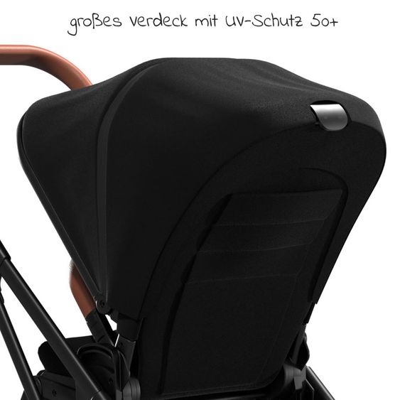 Moon 2in1 Kombi-Kinderwagen Rocca Basic mit Sportsitz, Babywanne - bis 22 kg - Black