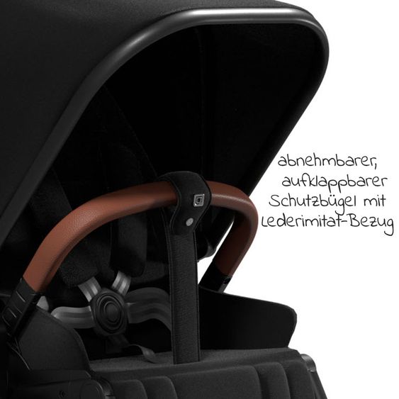 Moon 2in1 Kombi-Kinderwagen Rocca Basic mit Sportsitz, Babywanne - bis 22 kg - Black