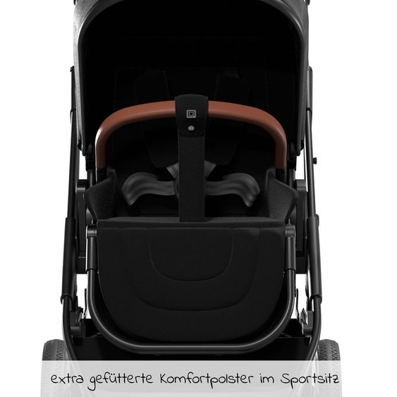 Moon 2in1 Kombi-Kinderwagen Rocca Basic mit Sportsitz, Babywanne - bis 22 kg - Black
