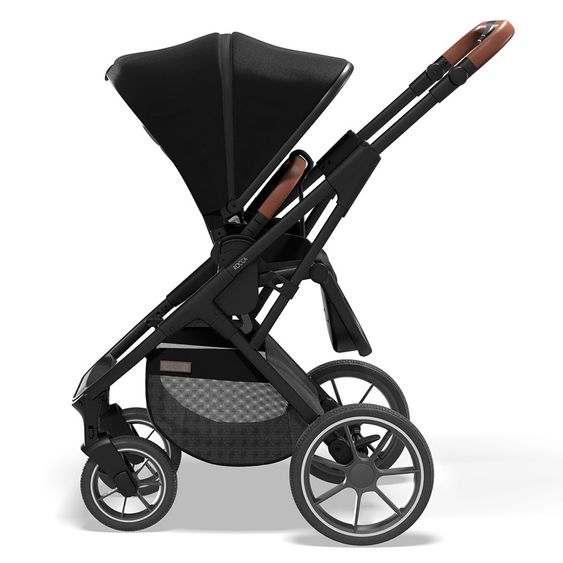 Moon 2in1 Kombi-Kinderwagen Rocca Basic mit Sportsitz, Babywanne - bis 22 kg - Black