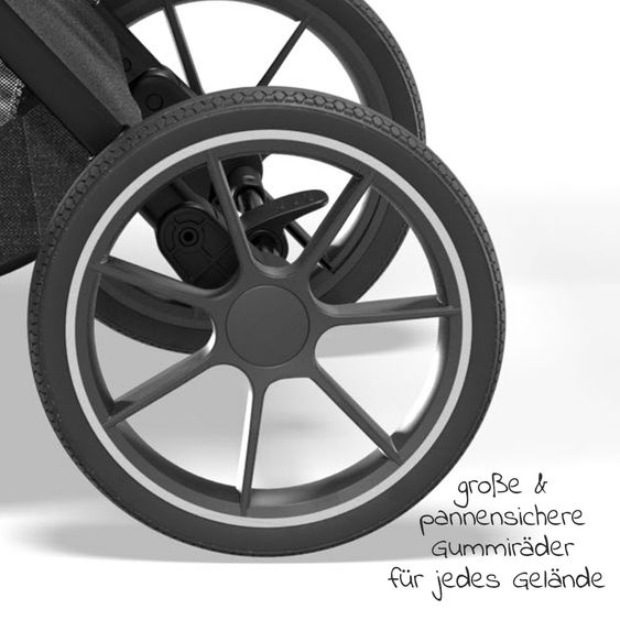 Moon 2in1 Kombi-Kinderwagen Rocca Basic mit Sportsitz, Babywanne - bis 22 kg - Black
