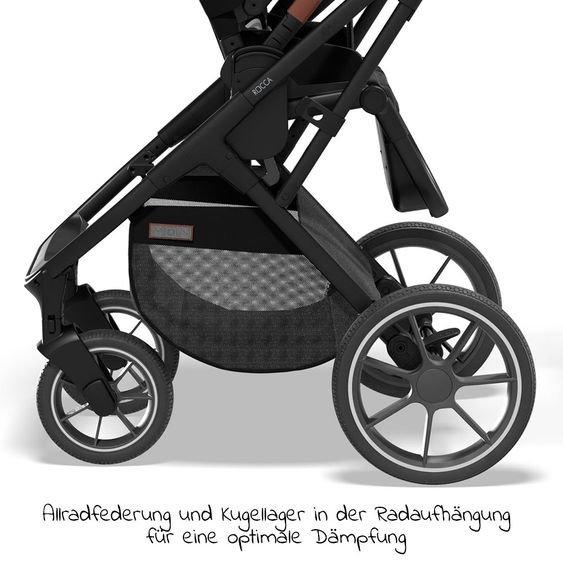 Moon 2in1 Kombi-Kinderwagen Rocca Basic mit Sportsitz, Babywanne - bis 22 kg - Black