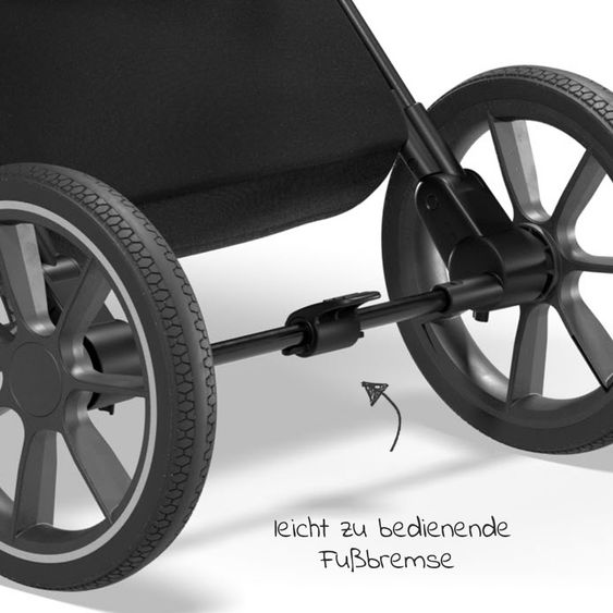 Moon 2in1 Kombi-Kinderwagen Rocca Basic mit Sportsitz, Babywanne - bis 22 kg - Black