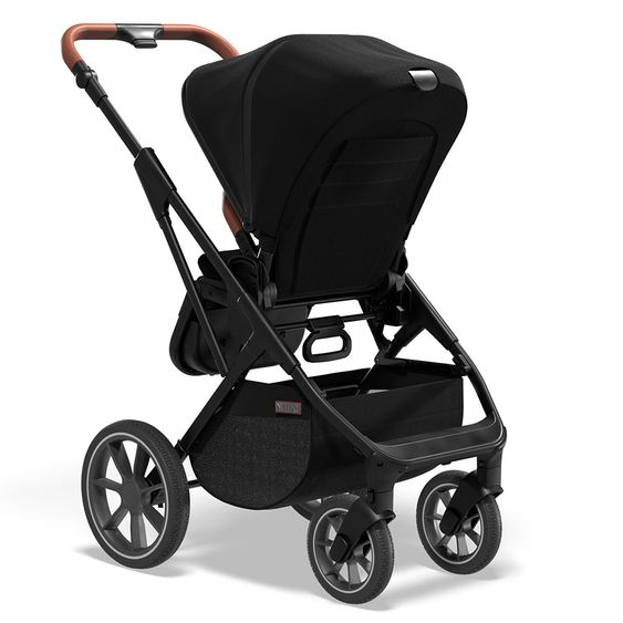 Moon 2in1 Kombi-Kinderwagen Rocca Basic mit Sportsitz, Babywanne - bis 22 kg - Black