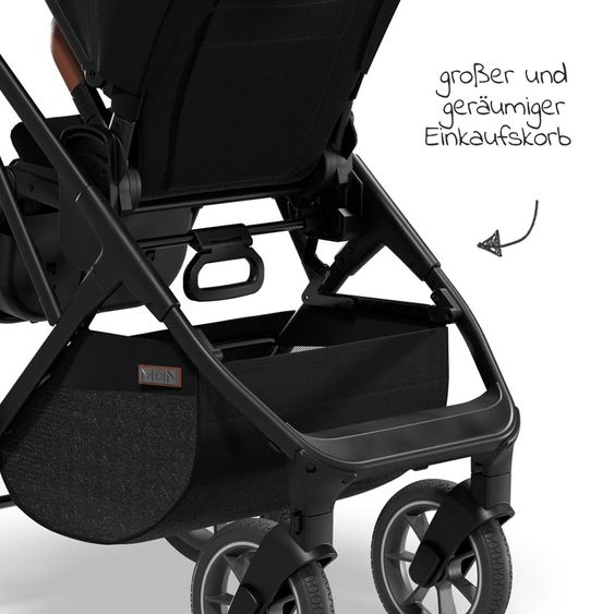 Moon 2in1 Kombi-Kinderwagen Rocca Basic mit Sportsitz, Babywanne - bis 22 kg - Black