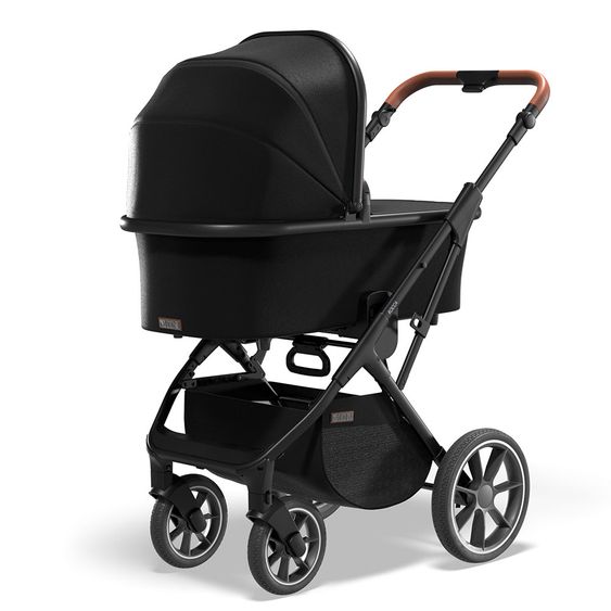 Moon 2in1 Kombi-Kinderwagen Rocca Basic mit Sportsitz, Babywanne - bis 22 kg - Black