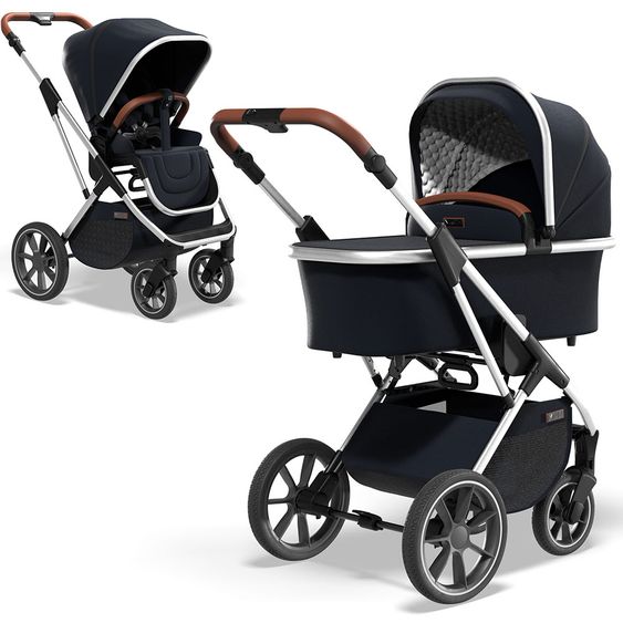 Moon 2in1 Combi Stroller Rocca Basic with Sport Seat, Carrycot - up to 22 kg - Navy