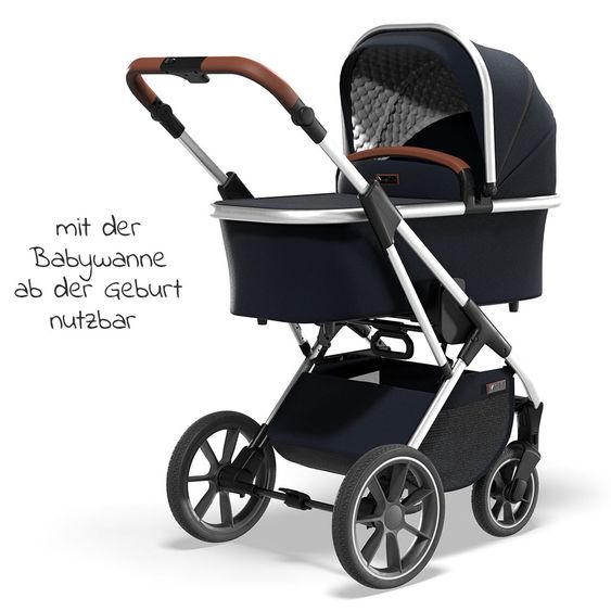 Moon 2in1 Combi Stroller Rocca Basic with Sport Seat, Carrycot - up to 22 kg - Navy