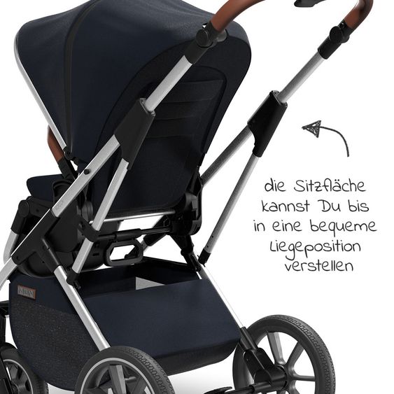 Moon 2in1 Combi Stroller Rocca Basic with Sport Seat, Carrycot - up to 22 kg - Navy