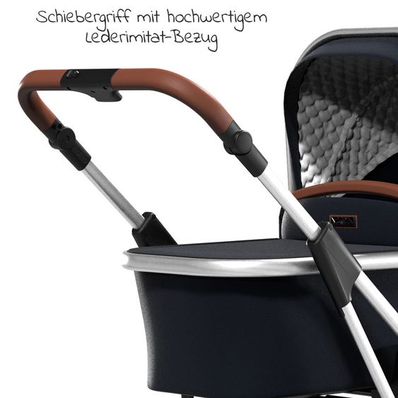 Moon 2in1 Combi Stroller Rocca Basic with Sport Seat, Carrycot - up to 22 kg - Navy