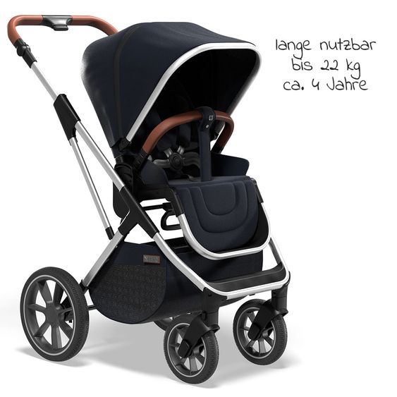 Moon 2in1 Combi Stroller Rocca Basic with Sport Seat, Carrycot - up to 22 kg - Navy