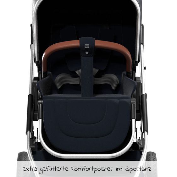 Moon 2in1 Combi Stroller Rocca Basic with Sport Seat, Carrycot - up to 22 kg - Navy